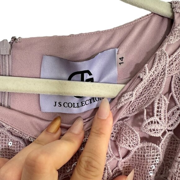 JS Collections Arabella Sequin Guipure Lace Gown in Amethyst Size 14 - Picture 5 of 7